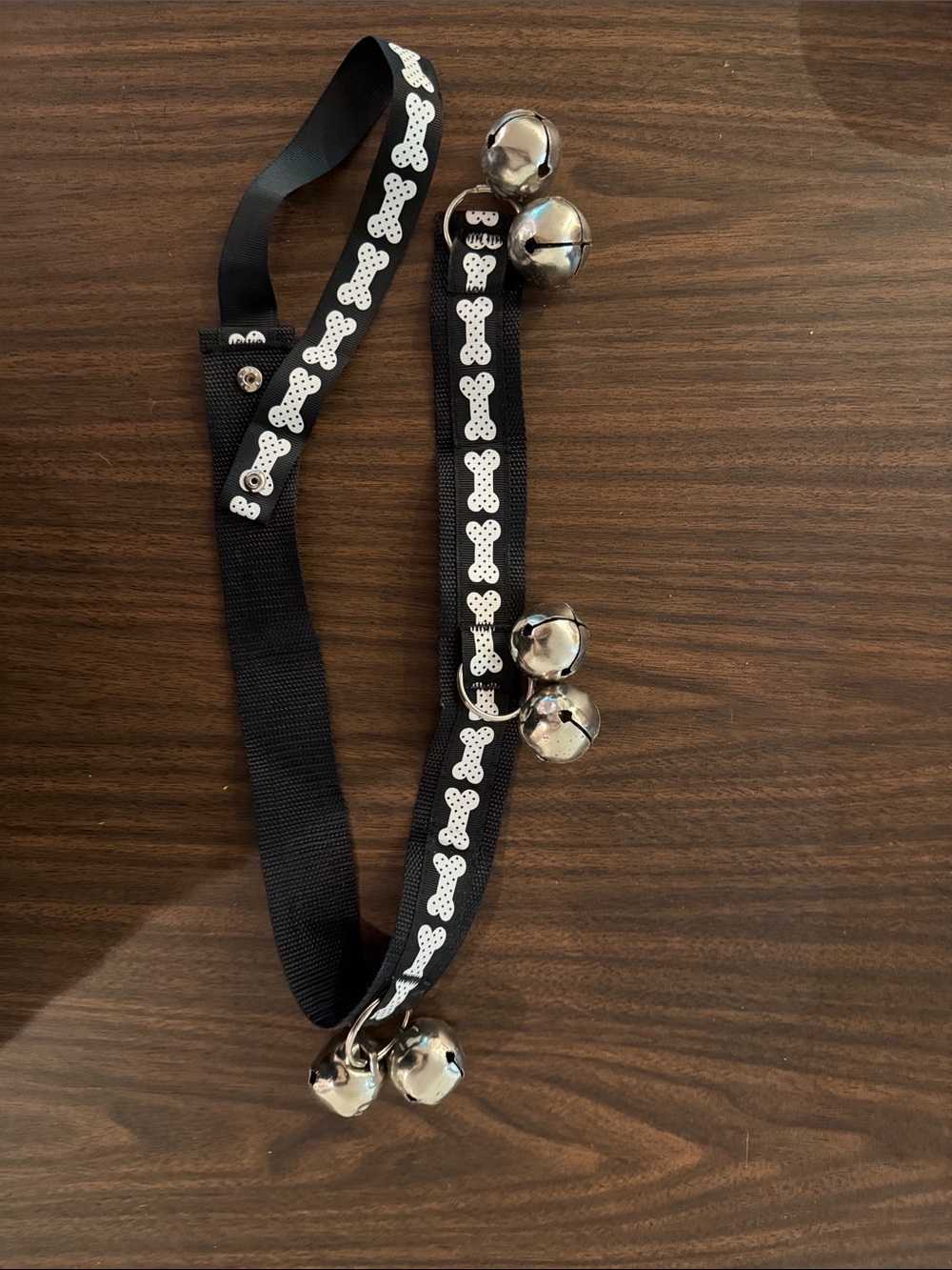 Black Dog Bone Jingle Collar with Silver Bells